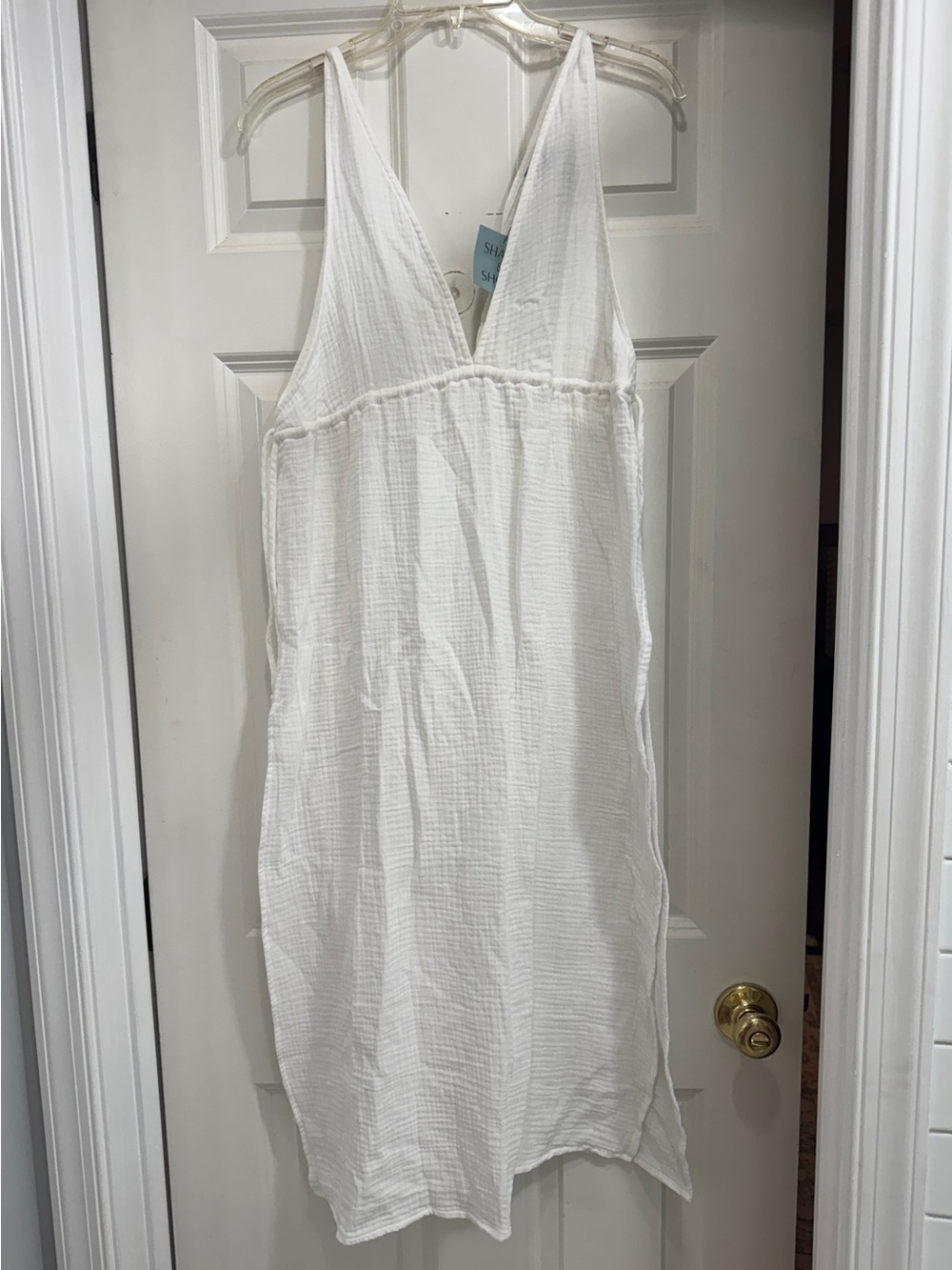 Shade & Shore White Sleeveless Gauze Swim Cover Up; beach coastal airy